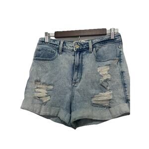 Hollister Women’s Distressed Curvy Ultra High Rise Mom Shorts Size 6/7 Wast 28